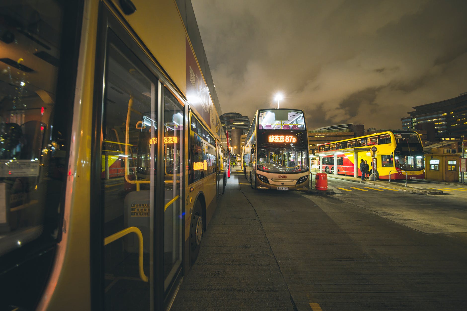 two buses on the road